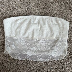 White Lace Strapless Top